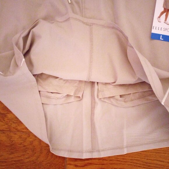 Ella Sport Women's Size Large Beige Built in Shorts Elastic Waist Skort NWT - Picture 3 of 3